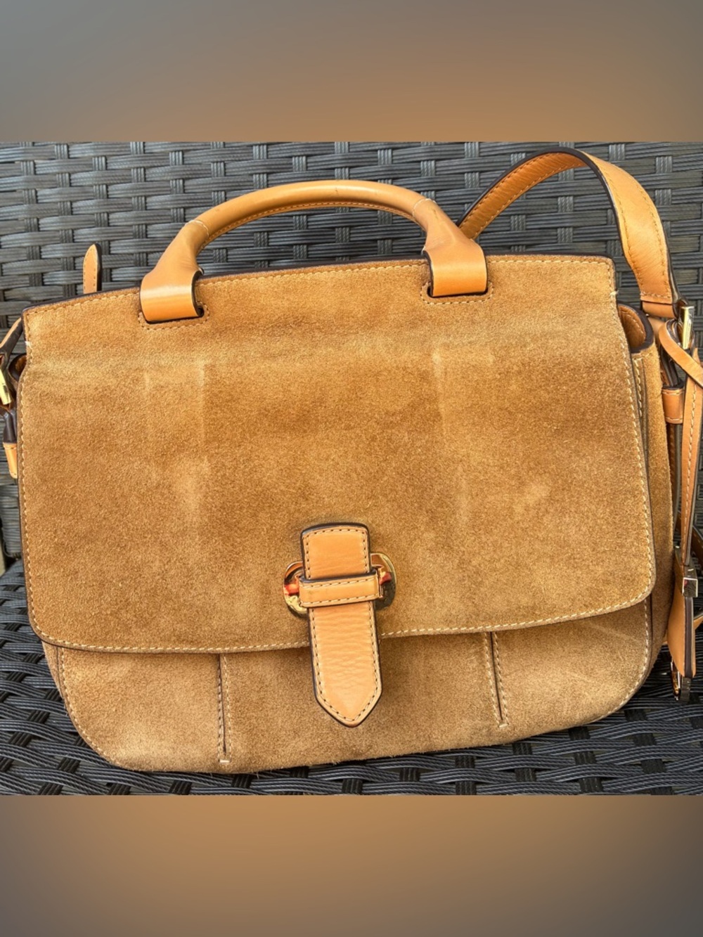 Michael Kors Suede Satchel with Tan Leather Trim - Picture 9 of 16